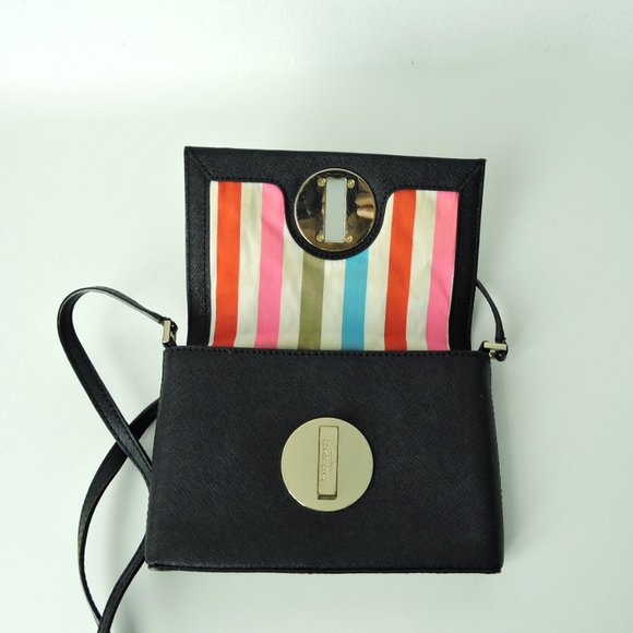 Kate Spade Black Saffiano Leather Cross body Shoulder Bag purse Clutch Sally - Picture 6 of 10